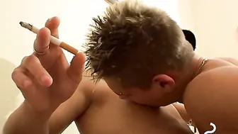 Twink smoking fetishists trade blowjobs and fuck hardcore