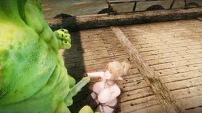 Big Breasts Elf Oak Defeat by Ugly Cosplay Orc Seeding Sex 3D Hentai NSFW Part 2