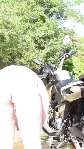 Blonde Girl Gets Her Ass Fucked Twice By A Guy Who Helped Her Wash Her Motorcycle In The Creek   Clip 2