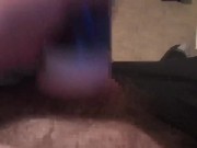 Flashlight stroking average white cock