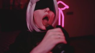 2B from Nier: Automata Cosplayer Gives Virtual Blowjob For Big Black Cock