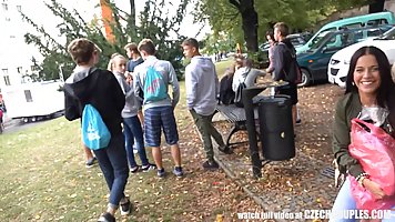 Sexy girls are having a threesome in a public place, in the middle of the day