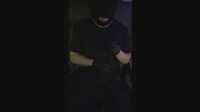Vaping Session at Night - Dark with Black Mask, Gloves, Clothes and Handcuffs - (Vape 6)