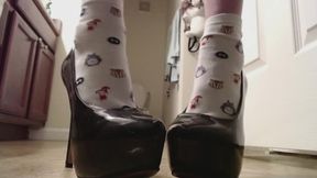 Sock smelling in high heels