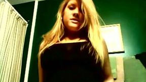 Watch this blonde skank playing with her wet pussy