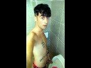 One day in waterpark - urinal pee , almost caught jerk , cum , toilet piss