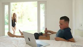 Dani Jensen caught stepson fapping on MILF porn and gave him real life experience