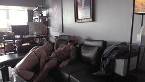 jason collins smoking a cigar while his submissive serves him!