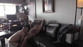 jason collins smoking a cigar while his submissive serves him!