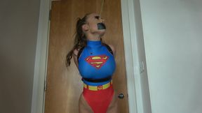 Emma's Halloween Nightmare: Superwoman Bound and Tapegagged in Inescapable Belt Bondage!