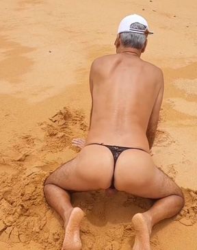 Ladysilva Crossdresser on the Beach in Panties What a Hot Ass
