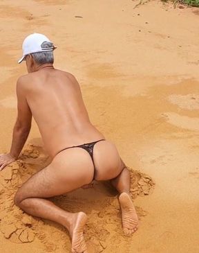 Ladysilva Crossdresser on the Beach in Panties What a Hot Ass
