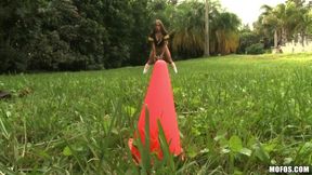 Shes a Freak - Naughty Nikki Delano Strips Naked to Masturbates Her Pussy &amp; Asshole on the Field