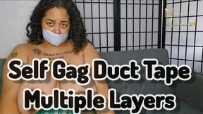 Self Gagged With Duct Tape Multiple Layers 4k