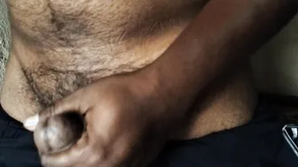 Indian solo male masturbates and shoots thick cum on his hand