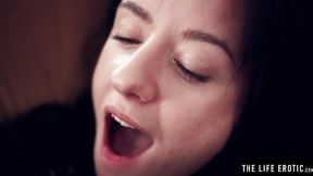 Stretching her tight asshole wide open with her biggest dildo