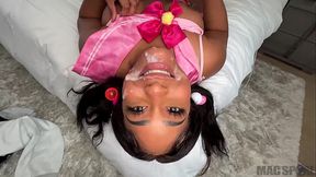 Busty Ebony Nyny Lew Brings Huge Toy to Play with Clit as She Gets Fucked With J-Mac'_s Big White Cock