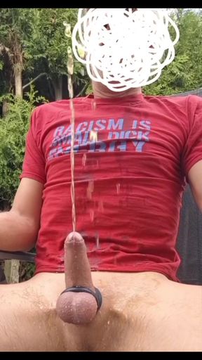 Edging with full bladder ends with double precum and huge piss on myself   Clip 3