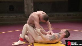 ”Men wrestling ass naked”