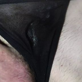 Sissy CD in Black Thong Rubs Cock Til Cum