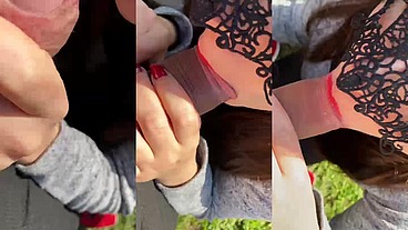 POMPINO OUTDOOR GOLA PROFONDA CON SBORRATA IN BOCCA...MIA FA FERMARE CON L'AUTO MARCO ALL'APERTO PER SUCCHIARLO FINO ALLA FINE. FOXCOUPLEITALIA