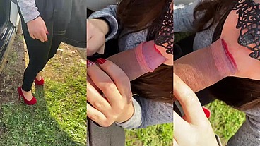 POMPINO OUTDOOR GOLA PROFONDA CON SBORRATA IN BOCCA...MIA FA FERMARE CON L'AUTO MARCO ALL'APERTO PER SUCCHIARLO FINO ALLA FINE. FOXCOUPLEITALIA