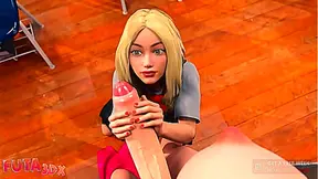 Busty Blonde Seduced by Futanari Teachers Massive Dick in Steamy Encounter