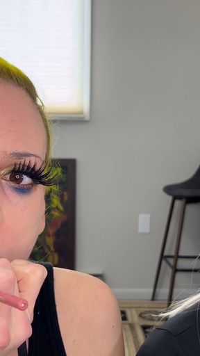 Drag Queen and Woman Makeover Transformation  - Mascara, Fake Lashes, Lipstick   Clip 3