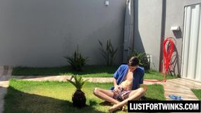 Twink Henry Evans feels the heat from the sun and gets horny