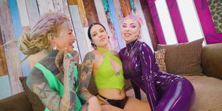 Double Domme Takeover Goth Slut's Holes Stuffed and Drained