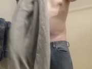 smooth twink-like male slut dries off after shower dresses begs 2 be fucked