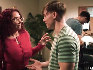 Redhead breasty mother I'd like to fuck professor anal screwed by 2 students