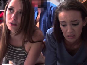 Two petite teen thieves fucked their way out of trouble
