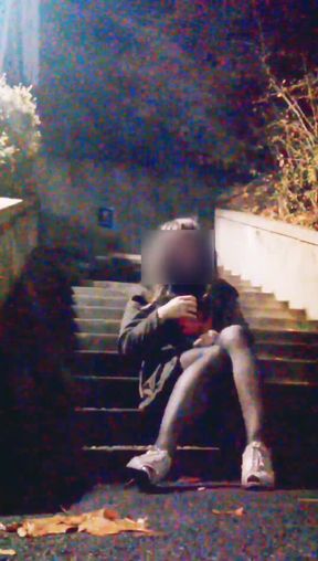 Second Visiting to My Campus! Hot College Slut in Bottom-opened Black Stockings Goes to School, Takes off Panties and Exposes.