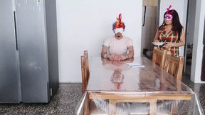 I have no shame! I masturbate in front of an old man with a blindfold on.