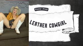 leather cowgirl in miniskirts pussy play