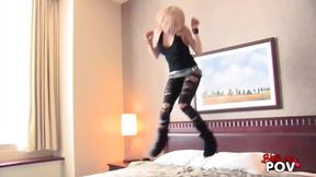 Nubile babe sucks member in POV - 98 pounds of pure sex