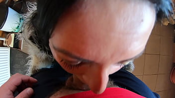 Tight Green Leather Pants Cameltoe &ndash_ Blowjob &amp_ Doggy with Cum on My Fur Coat &amp_ Downjacket- preview