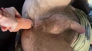 Fucking a faggot stepdaddys asshole with a dildo and cumming