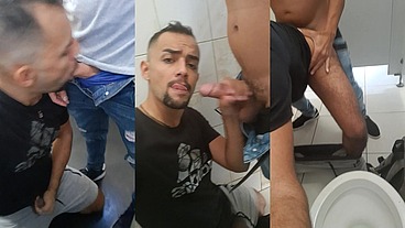 Safadeza no banheiro da academia com putos que sairam do treino.