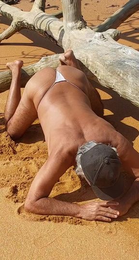 Ladysilva in panties on the beach