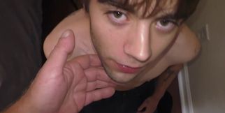 Twink plays with the cock in closeup scenes until sperm covers his lips
