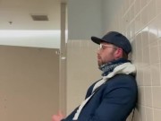 Risky Public Wank in Store Mens Room w/ HUGE Cum Spray