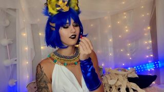 Amateur Ankha from Animal Crossing Cosplay Solo Slut Fucking Her Own Holes