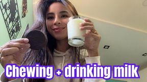 Chewing + drinking milk