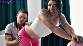 Bulky femboy bends for jock bf