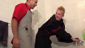 Straight fireboy fucked by older in bathroom