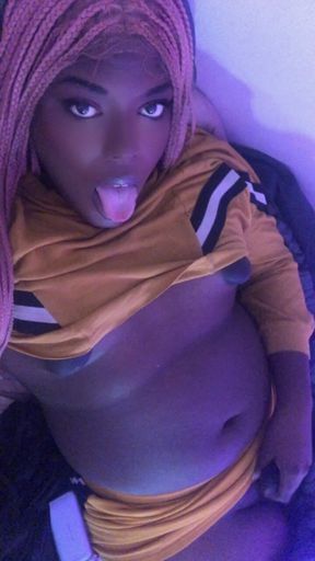 Sissy gooner stroking princess wand