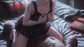 Terrified Girl in Lingerie Rides Haunted Teddy Bear - Fear to Ahegao