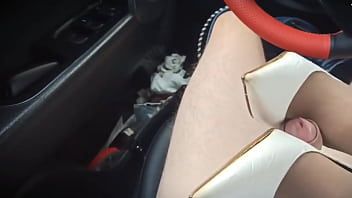 Fucking Her Heels in Car After Dinner